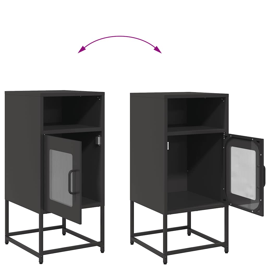 vidaXL Bedside Cabinet Black 36x39x78 cm Cold-rolled Steel