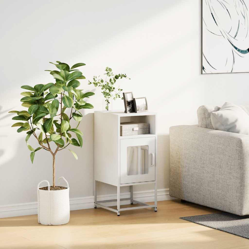 vidaXL Bedside Cabinet White 36x39x78 cm Cold-rolled Steel