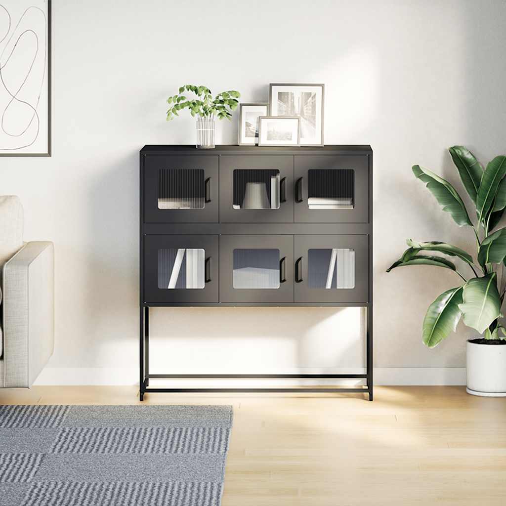 vidaXL Sideboard Black 100.5x39x107 cm Cold-rolled Steel