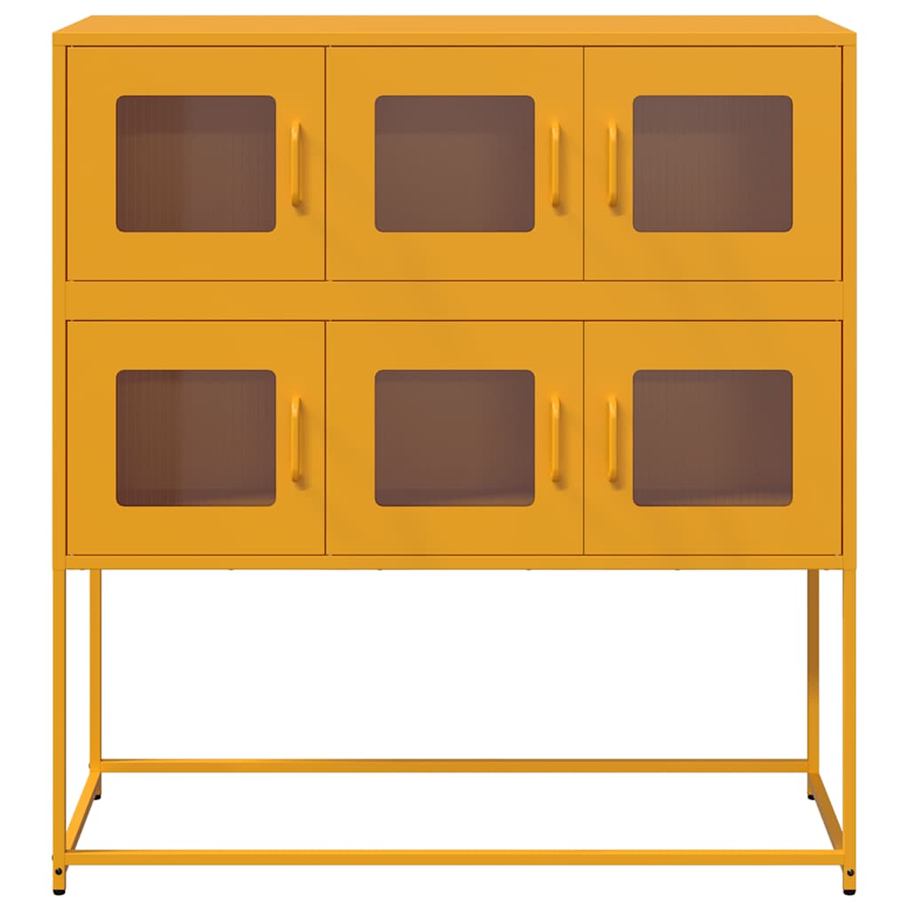vidaXL Sideboard Mustard Yellow 100.5x39x107 cm Cold-rolled Steel