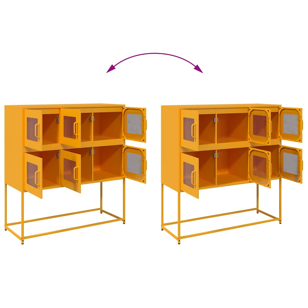 vidaXL Sideboard Mustard Yellow 100.5x39x107 cm Cold-rolled Steel