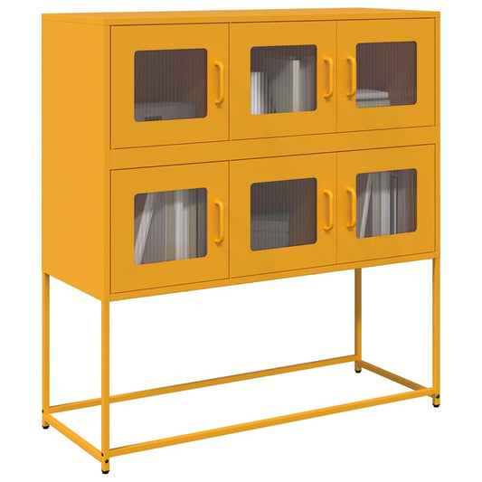vidaXL Sideboard Mustard Yellow 100.5x39x107 cm Cold-rolled Steel