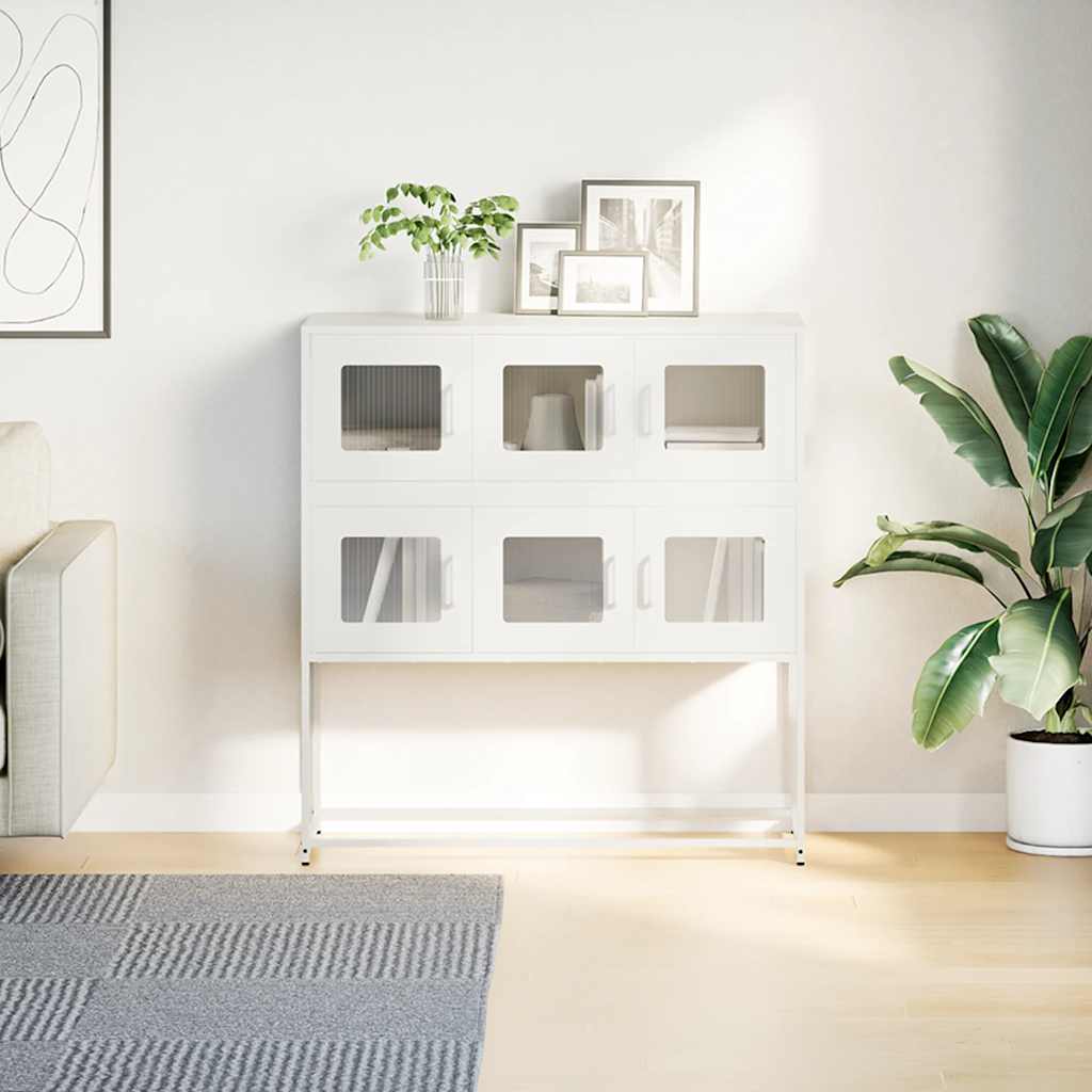 vidaXL Sideboard White 100.5x39x107 cm Cold-rolled Steel