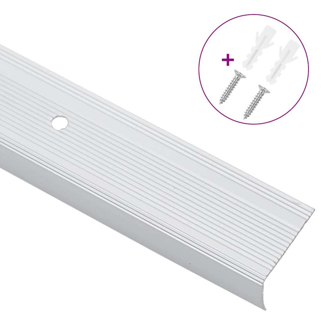 vidaXL Stair Nosings 10 pcs Silver 67 x 3 x 2 cm Aluminium