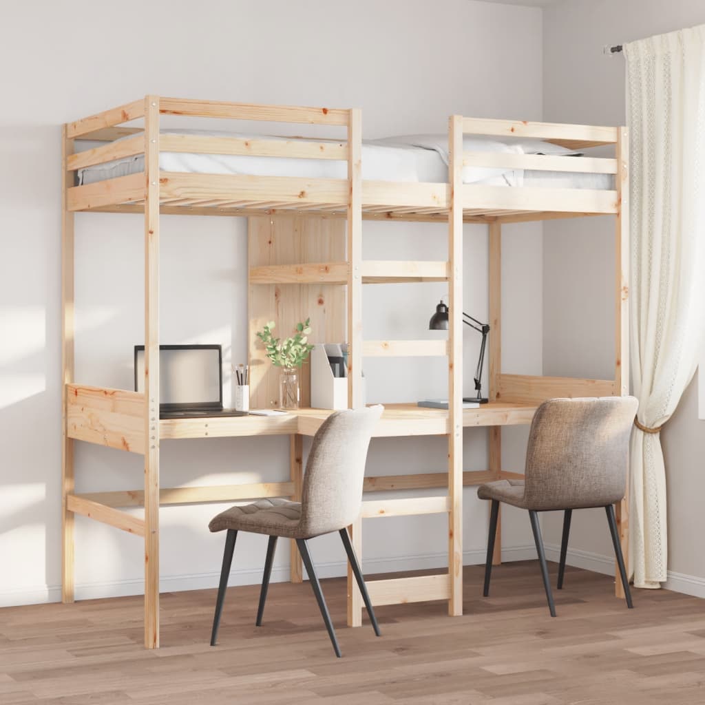 vidaXL Loft Bed Frame without Mattress 80x200cm Solid Wood Pine
