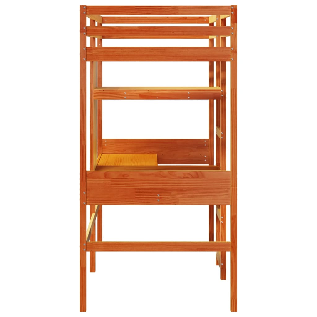 vidaXL Loft Bed Frame without Mattress Wax Brown 80x200cm Solid Wood Pine
