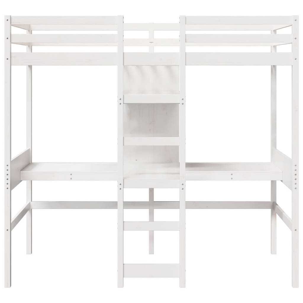 vidaXL Loft Bed Frame without Mattress White 90x190cm Solid Wood Pine