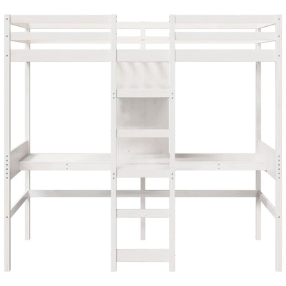 vidaXL Loft Bed Frame without Mattress White 90x190cm Solid Wood Pine