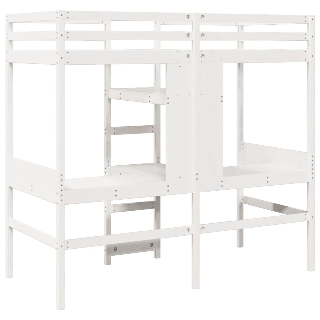 vidaXL Loft Bed Frame without Mattress White 90x190cm Solid Wood Pine