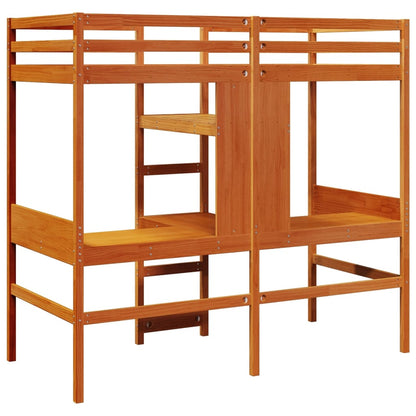 vidaXL Loft Bed Frame without mattress Wax Brown 90x190cm Solid Wood Pine