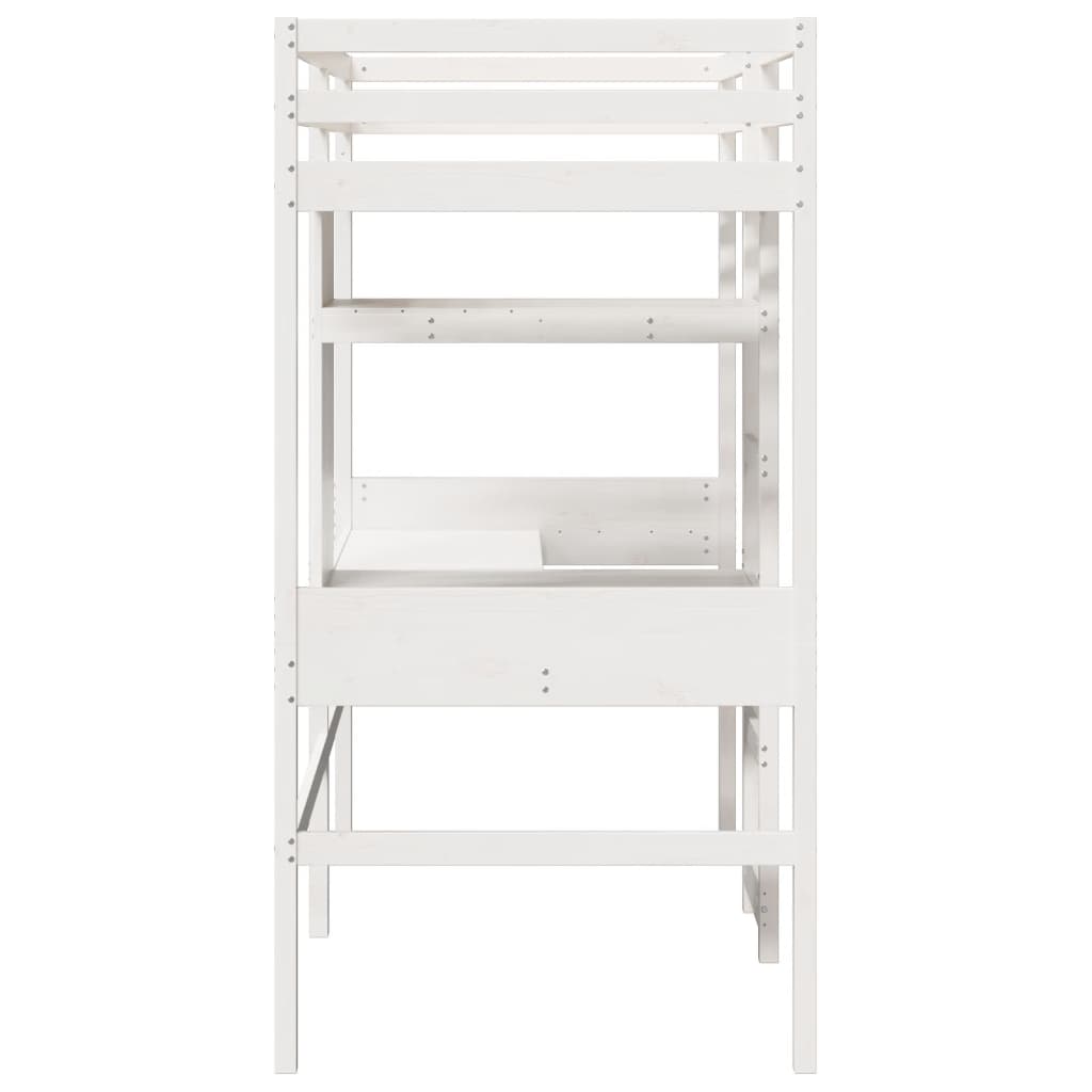vidaXL Loft Bed Frame without Mattress White 75x190cm Solid Wood Pine