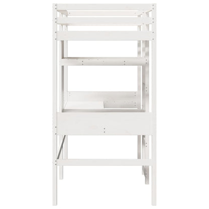 vidaXL Loft Bed Frame without Mattress White 75x190cm Solid Wood Pine