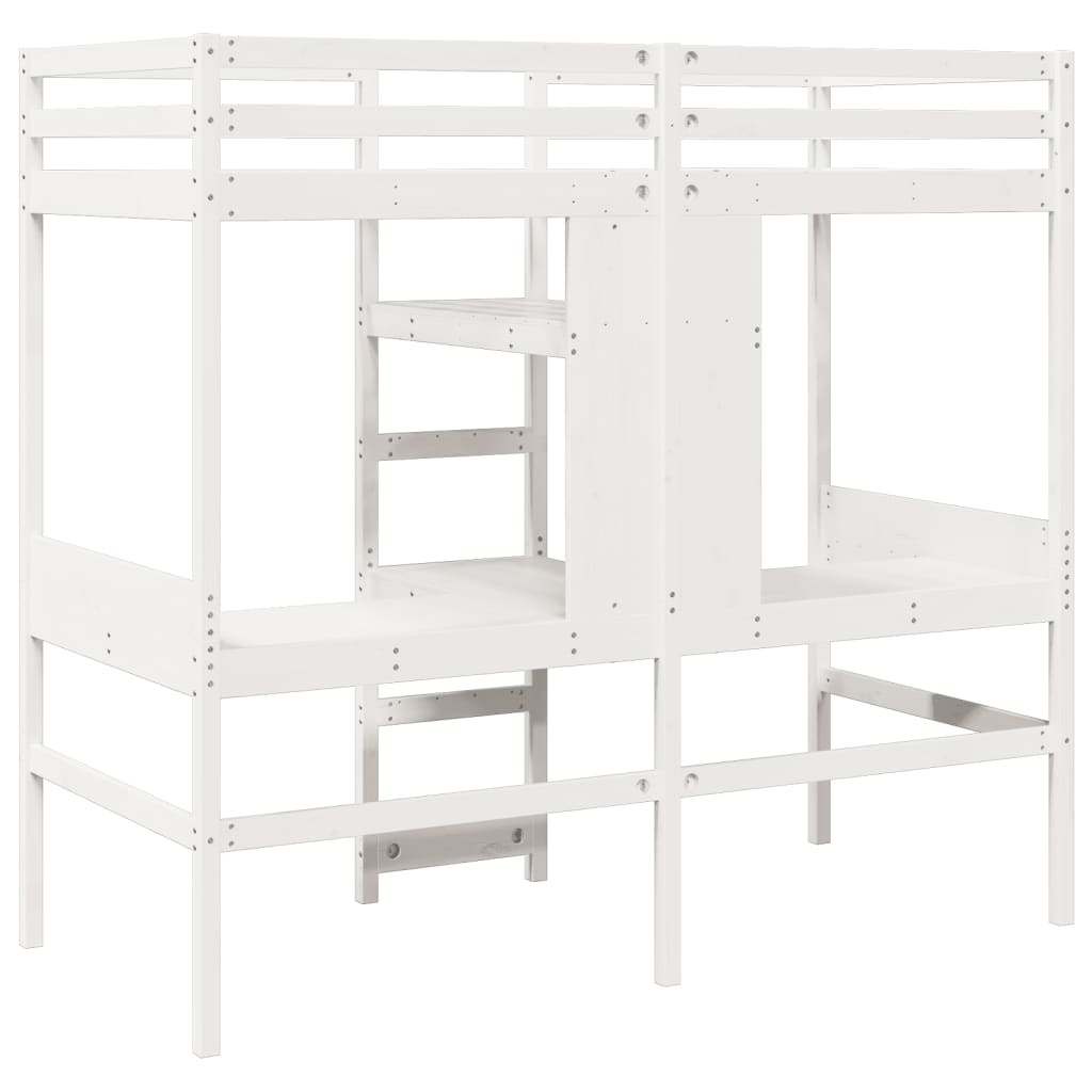 vidaXL Loft Bed Frame without Mattress White 75x190cm Solid Wood Pine