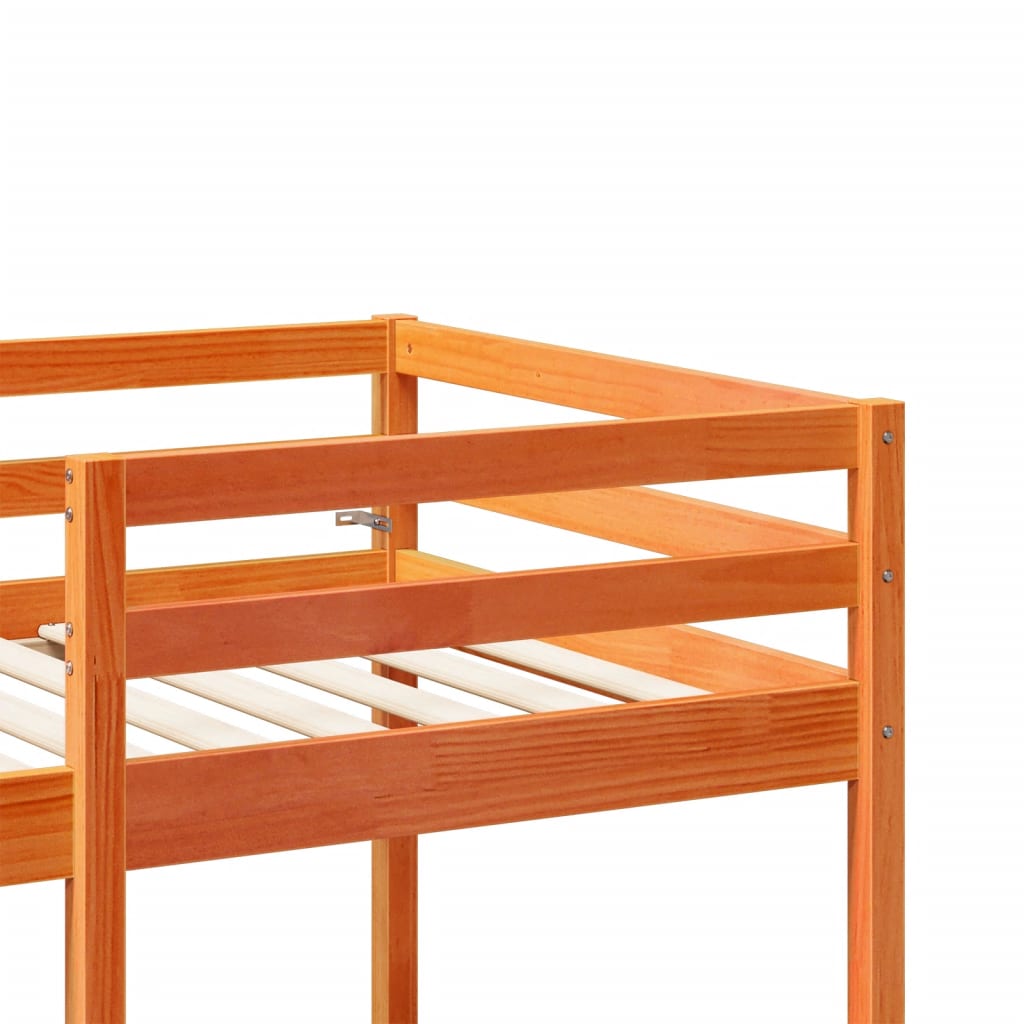 vidaXL Loft Bed Frame with Desk and Chairs Wax Brown 90x200cm Solid Wood Pine