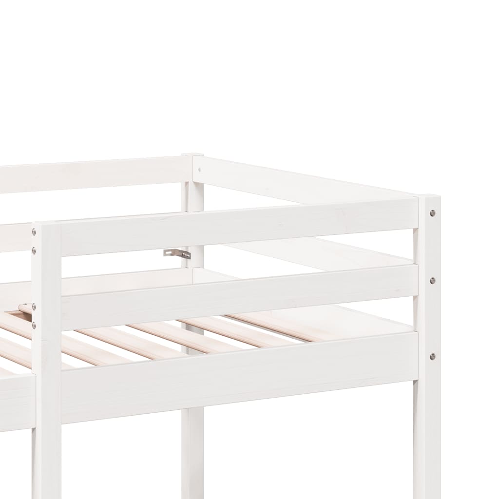 vidaXL Loft Bed Frame with Desk and Chairs White 90x190cm Solid Wood Pine