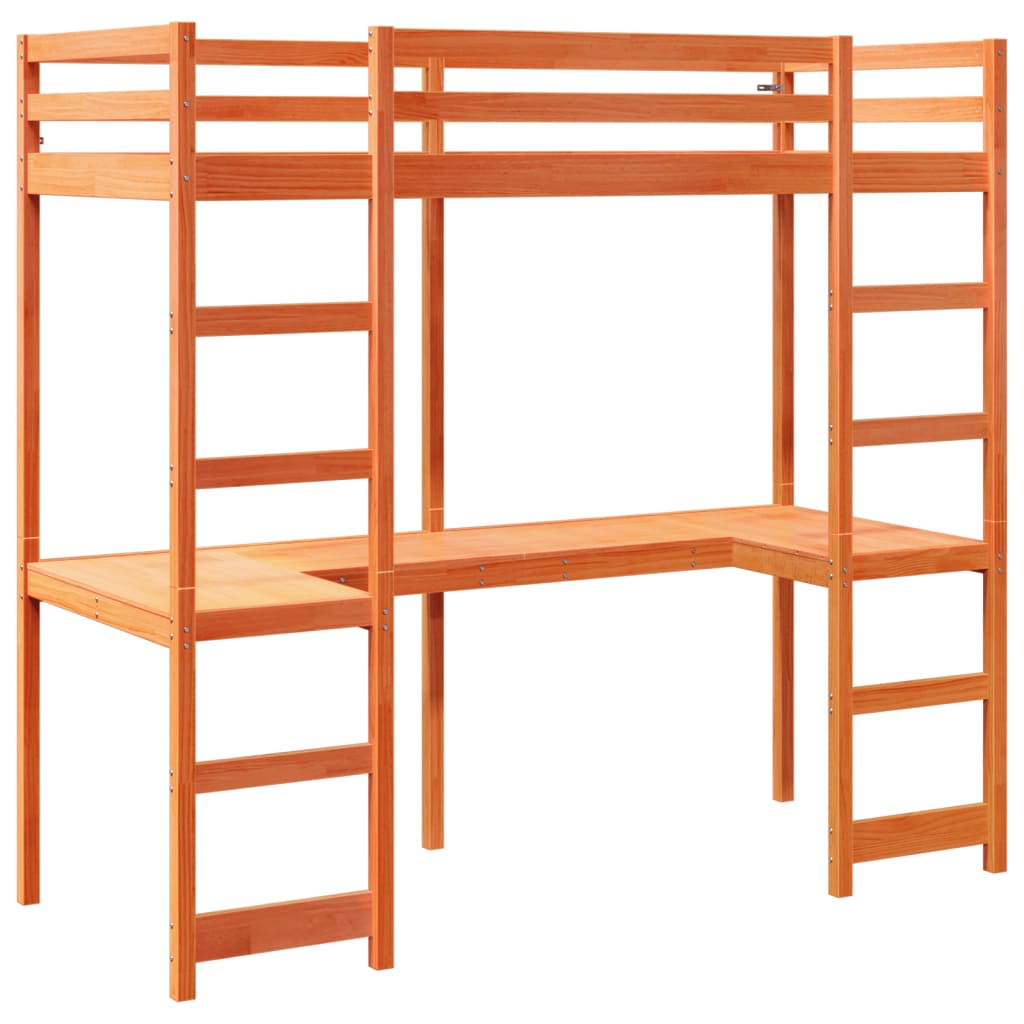 vidaXL Loft Bed Frame without Mattress Wax Brown 80x200 cm Solid Wood Pine