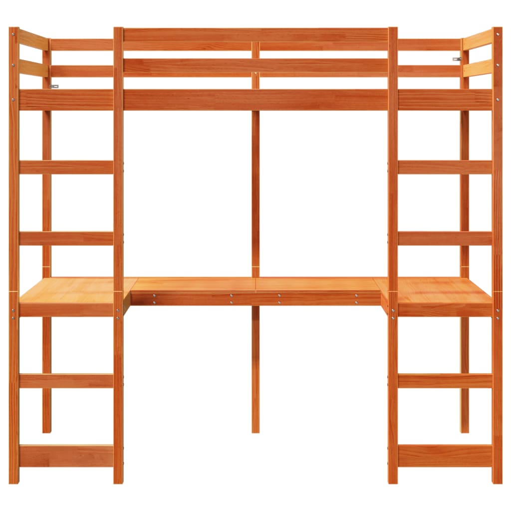vidaXL Loft Bed Frame without Mattress Wax Brown 80x200 cm Solid Wood Pine