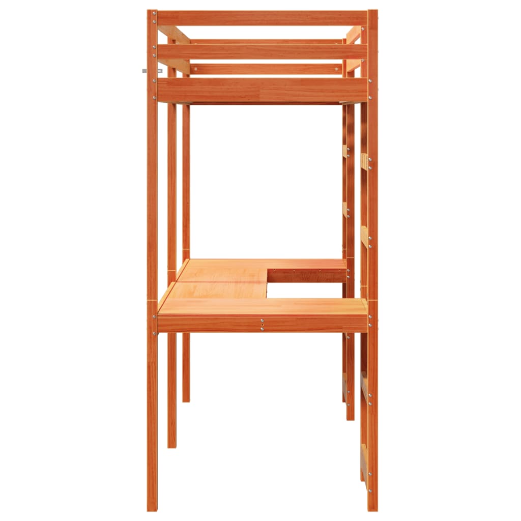 vidaXL Loft Bed Frame without Mattress Wax Brown 80x200 cm Solid Wood Pine
