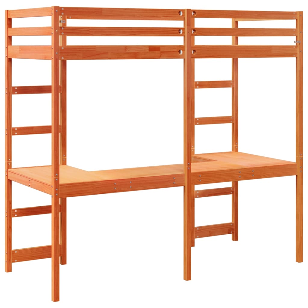 vidaXL Loft Bed Frame without Mattress Wax Brown 80x200 cm Solid Wood Pine