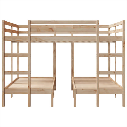 vidaXL Triple Bunk Bed Frame 160x200/80x160 cm Solid Wood Pine