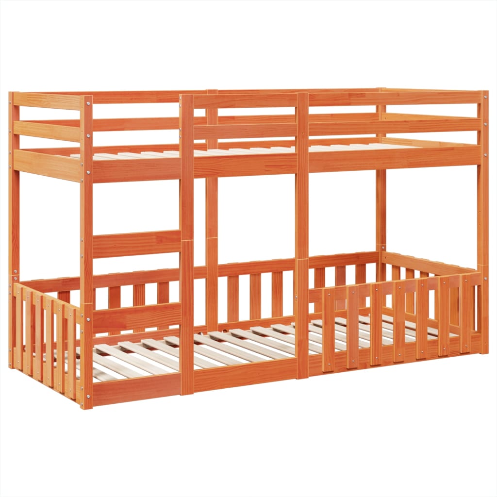 vidaXL Bunk Bed Wax Brown 80x200 cm Solid Wood Pine