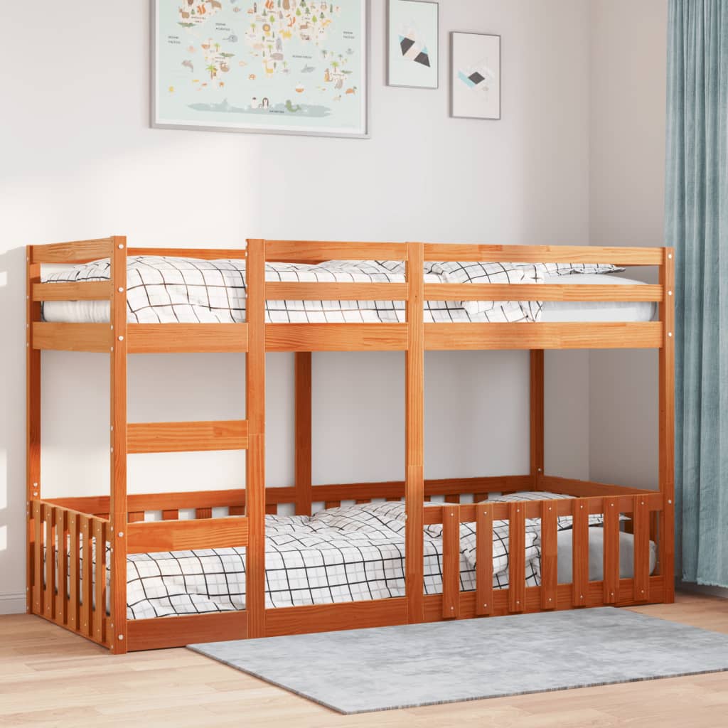 vidaXL Bunk Bed Wax Brown 80x200 cm Solid Wood Pine