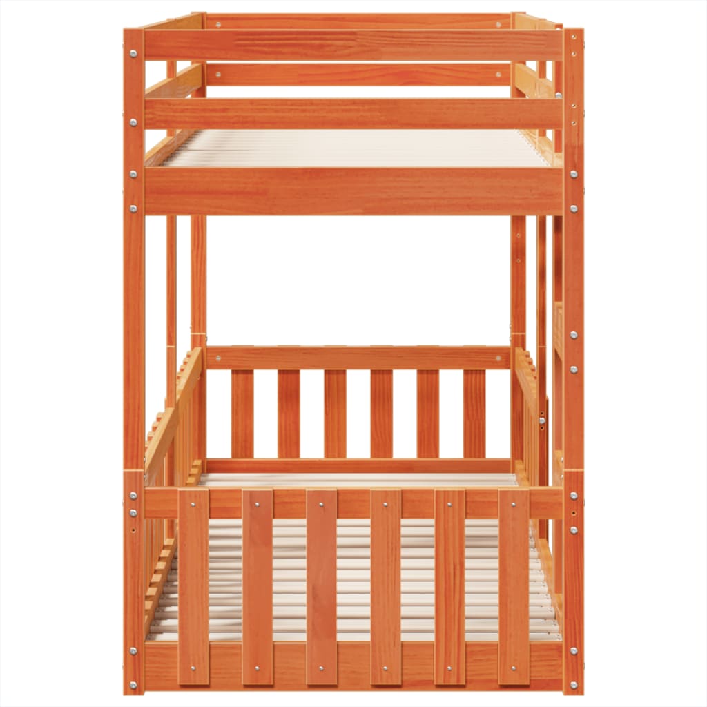 vidaXL Bunk Bed Wax Brown 80x200 cm Solid Wood Pine