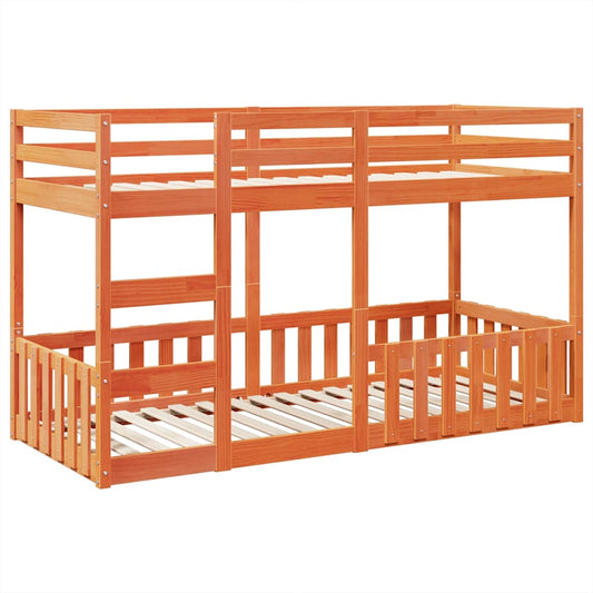 vidaXL Bunk Bed Wax Brown 90x200 cm Solid Wood Pine