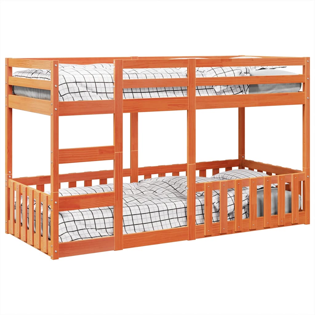 vidaXL Bunk Bed Wax Brown 90x200 cm Solid Wood Pine