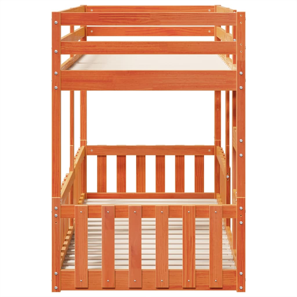 vidaXL Bunk Bed Wax Brown 90x200 cm Solid Wood Pine
