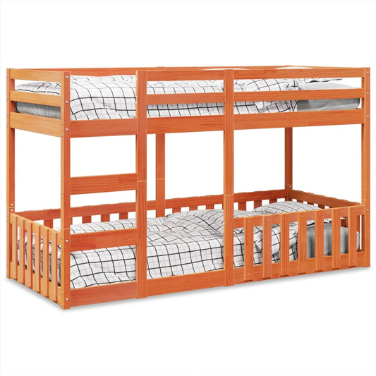 vidaXL Bunk Bed Wax Brown 90x200 cm Solid Wood Pine