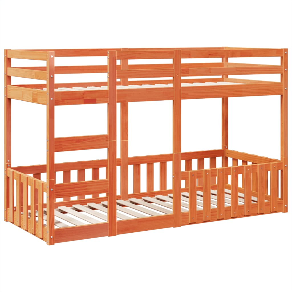 vidaXL Bunk Bed Wax Brown 75x190 cm Solid Wood Pine
