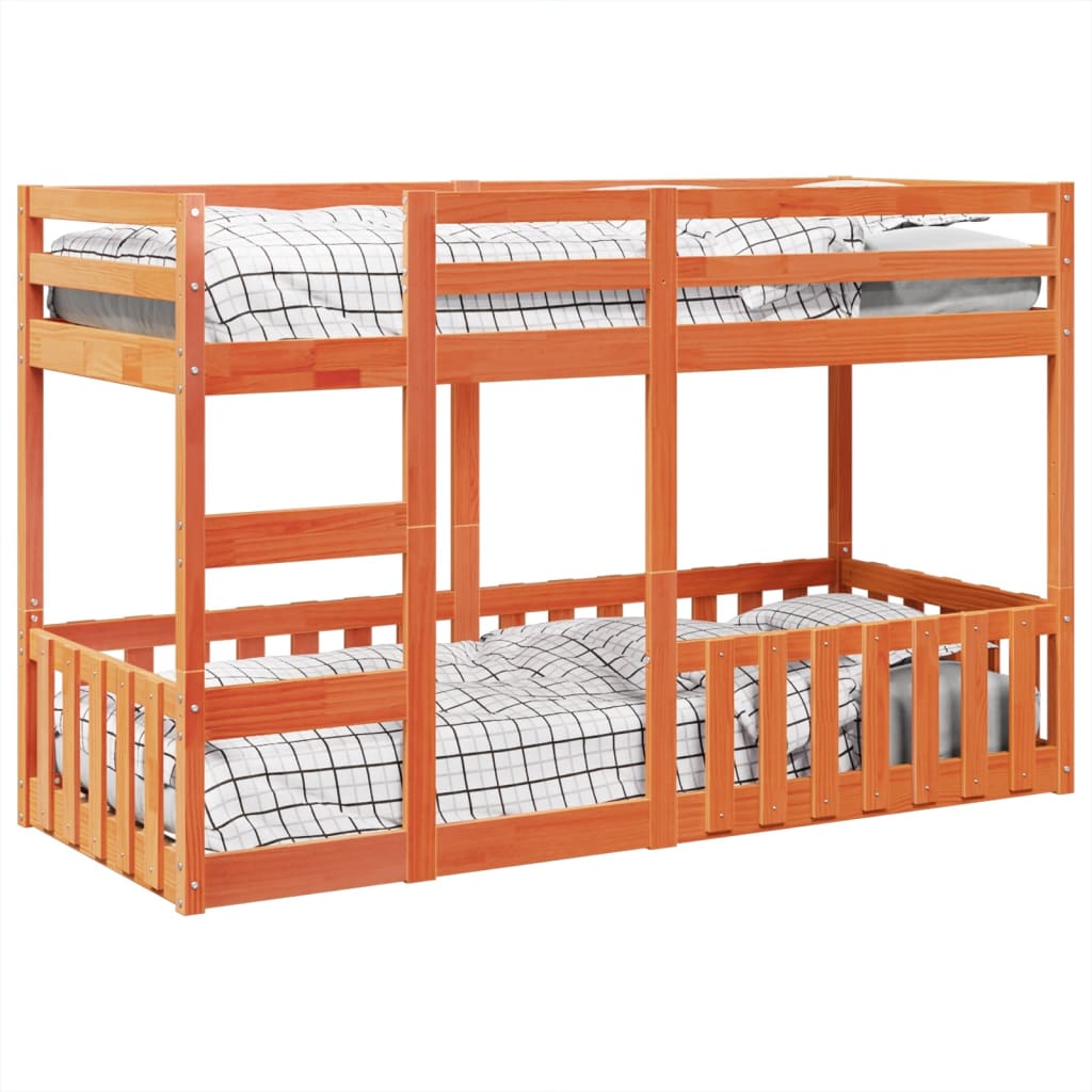 vidaXL Bunk Bed Wax Brown 75x190 cm Solid Wood Pine