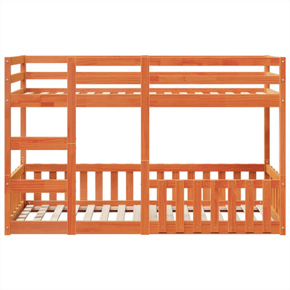 vidaXL Bunk Bed Wax Brown 75x190 cm Solid Wood Pine