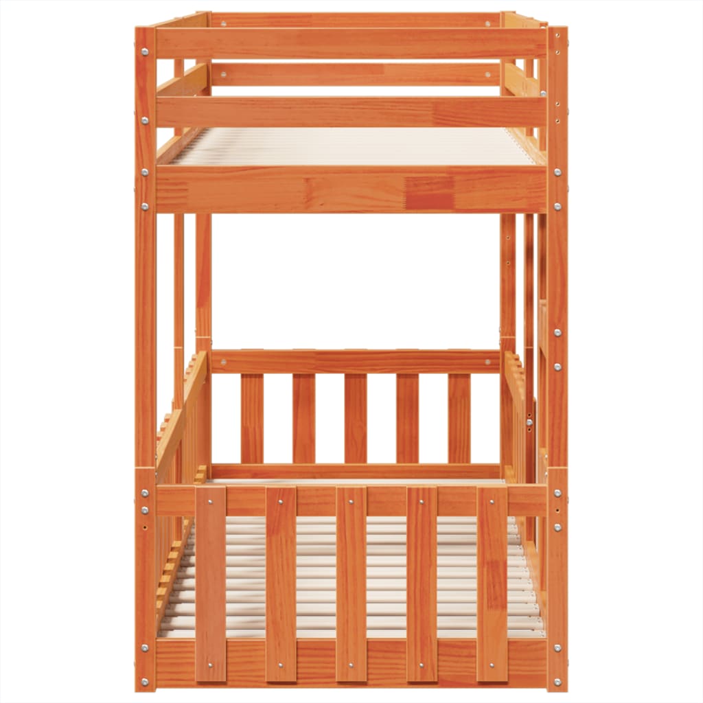 vidaXL Bunk Bed Wax Brown 75x190 cm Solid Wood Pine