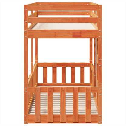 vidaXL Bunk Bed Wax Brown 75x190 cm Solid Wood Pine