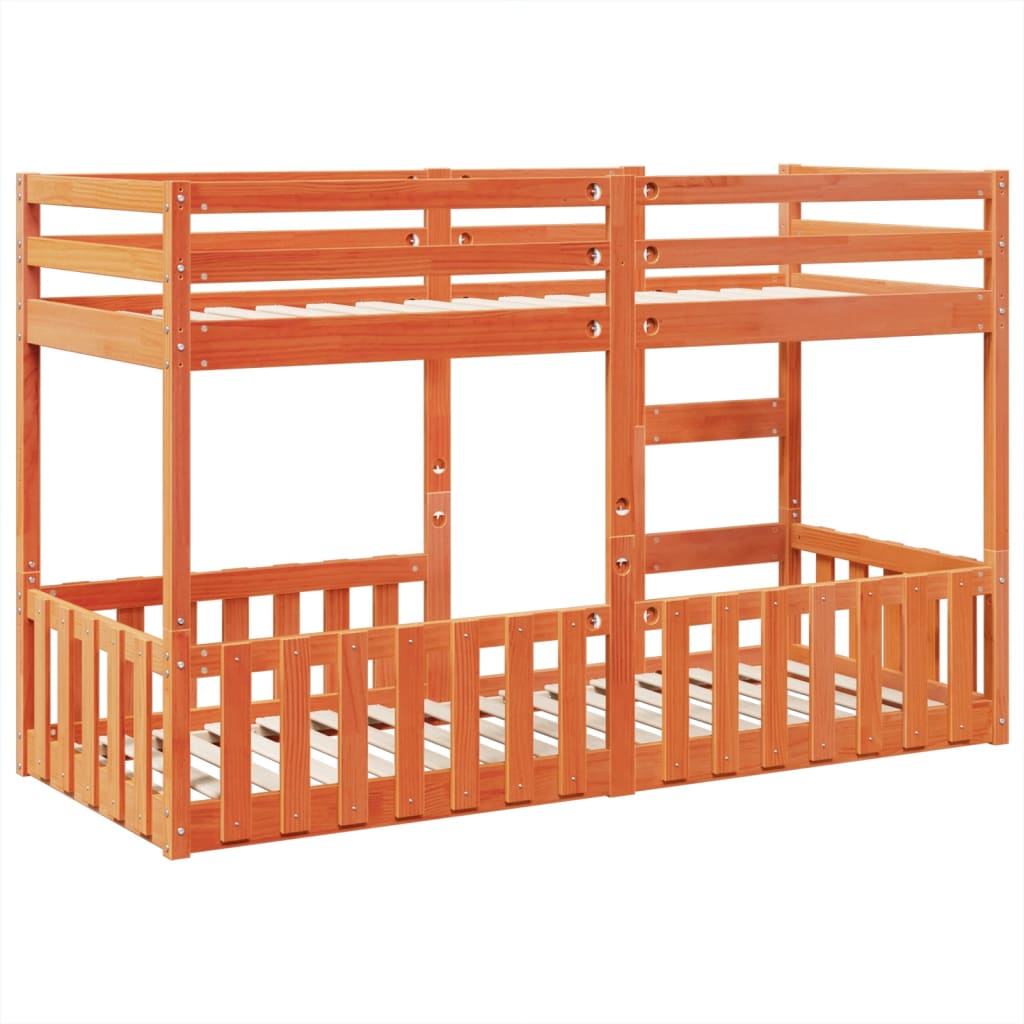 vidaXL Bunk Bed Wax Brown 75x190 cm Solid Wood Pine
