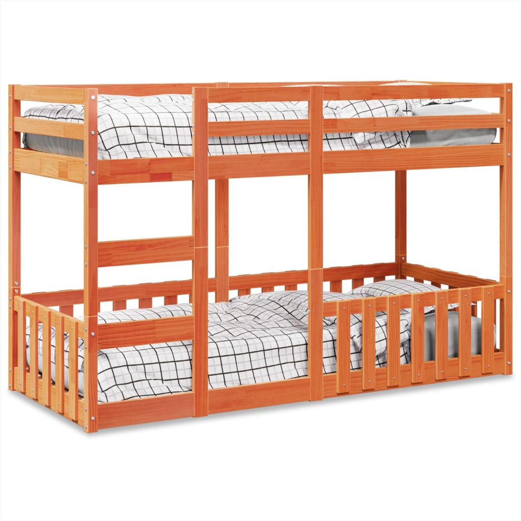 vidaXL Bunk Bed Wax Brown 75x190 cm Solid Wood Pine
