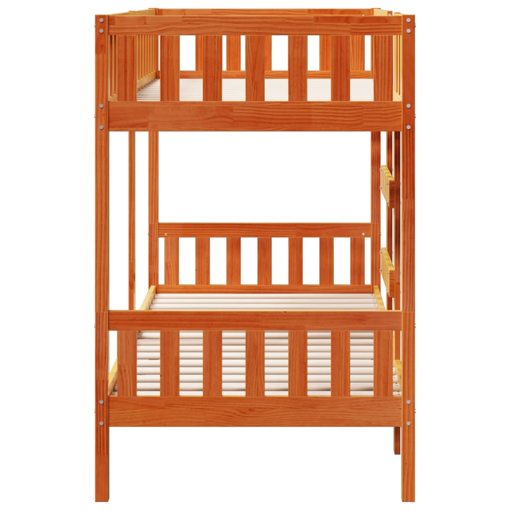 vidaXL Bunk Bed Wax Brown 90x200 cm Solid Wood Pine