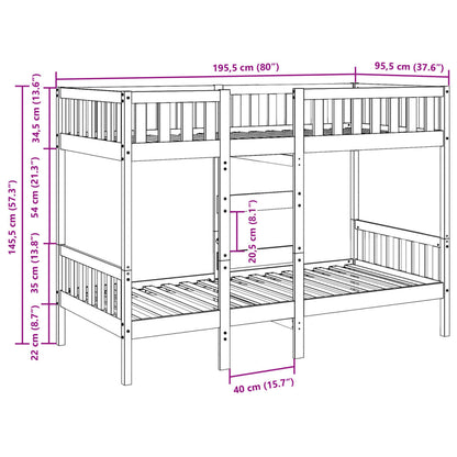 vidaXL Bunk Bed White 90x190 cm Solid Wood Pine