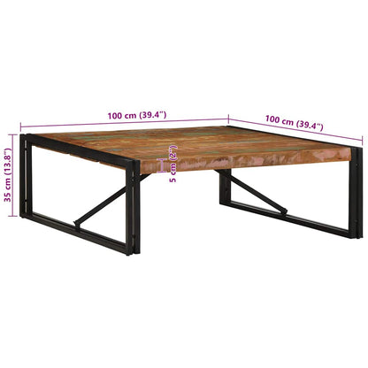 vidaXL Coffee Table Multicolour 100x100x35 cm Solid Wood Reclaimed