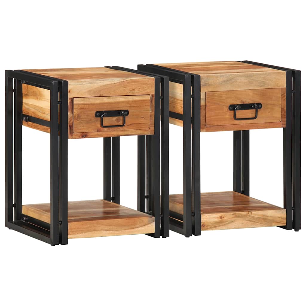 vidaXL Bedside Cabinet 2 pcs Brown 40 x 35 x 50 cm Solid Acacia Wood