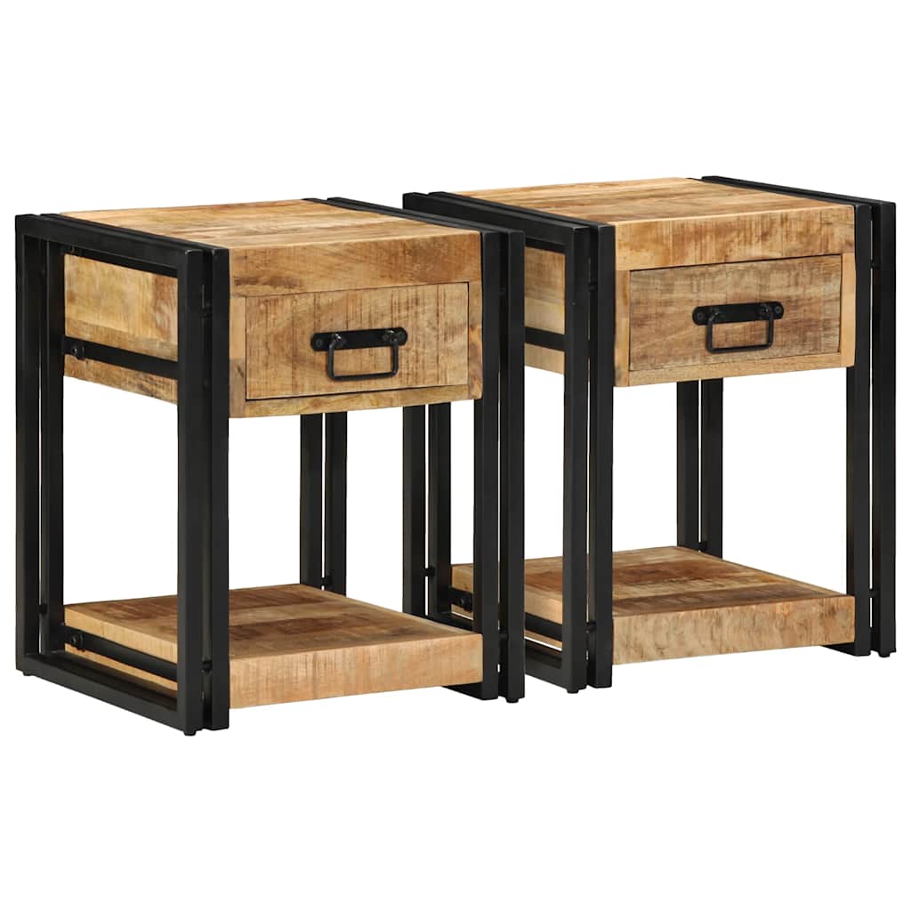 vidaXL Bedside Cabinets 2 pcs 40x40x50 cm Solid Rough Wood Mango