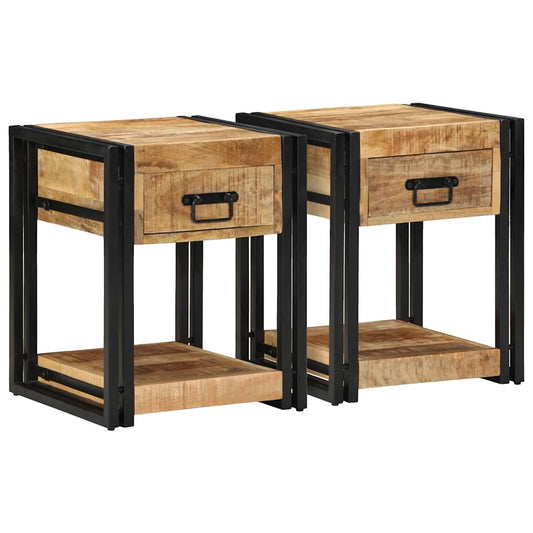 vidaXL Bedside Cabinets 2 pcs 40x40x50 cm Solid Rough Wood Mango