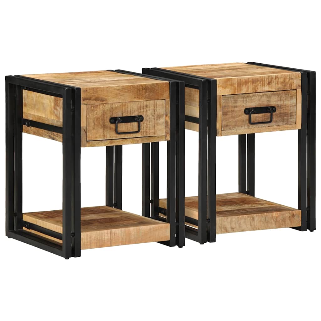 vidaXL Bedside Cabinets 2 pcs 40x40x50 cm Solid Rough Wood Mango