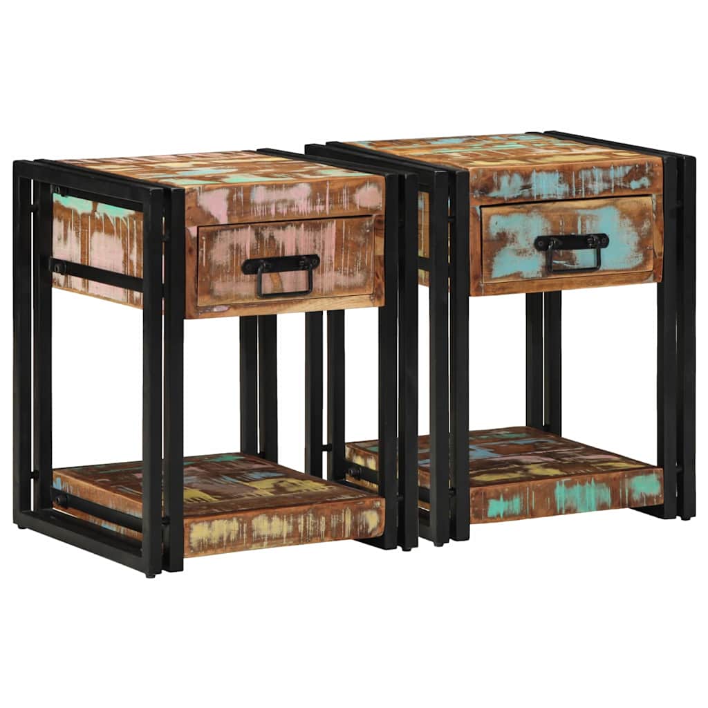 vidaXL Bedside Cabinet 2 pcs 40 x 40 x 50 cm Solid Reclaim Wood