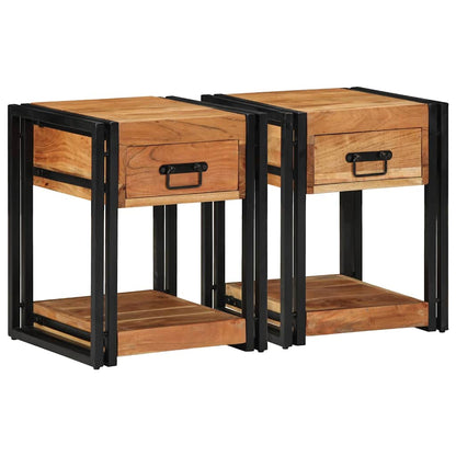 vidaXL Bedside Cabinet 2 pcs Brown 40 x 40 x 50 cm Solid Acacia Wood