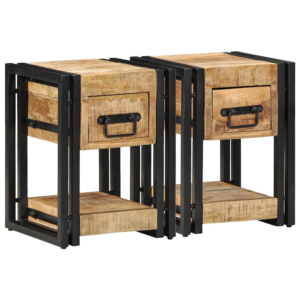 vidaXL Bedside Cabinet 2 pcs Brown 30 x 30 x 40 cm Solid Mango Wood