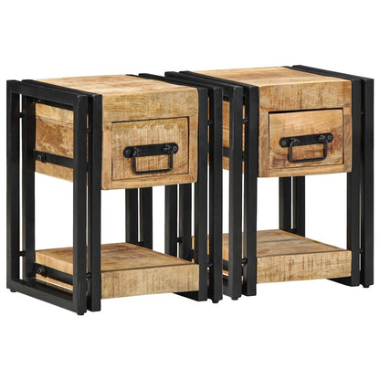 vidaXL Bedside Cabinet 2 pcs Brown 30 x 30 x 40 cm Solid Mango Wood