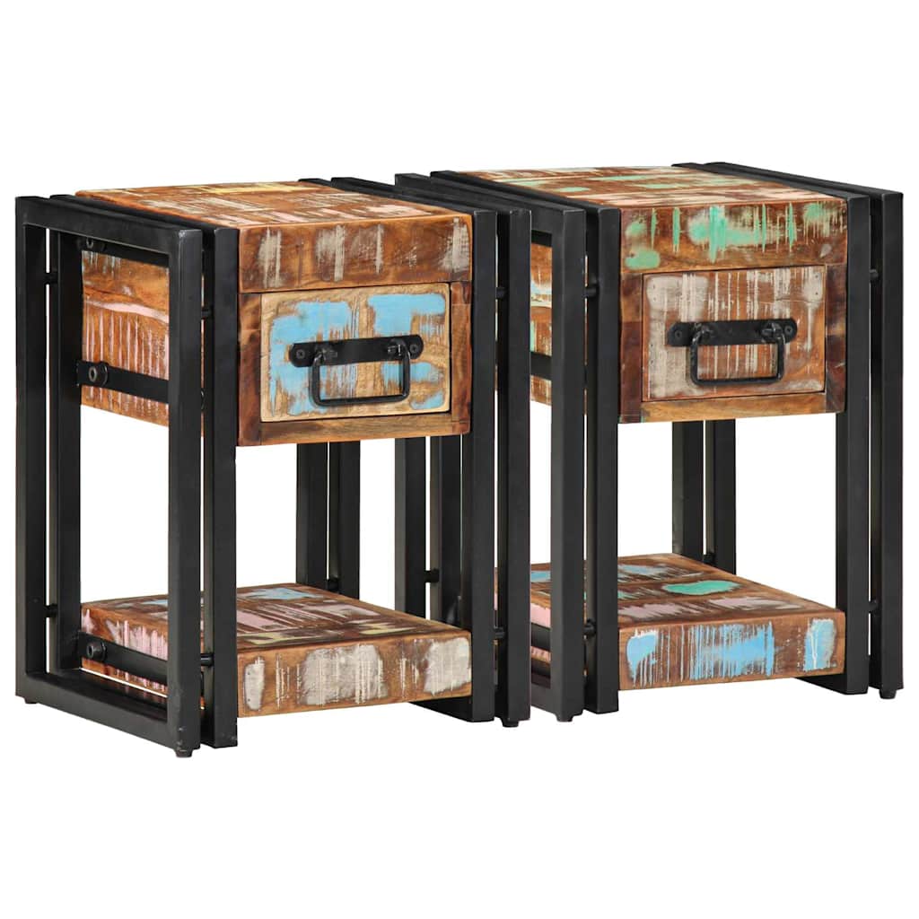 vidaXL Bedside Cabinet 2 pcs 30 x 30 x 40 cm Solid Reclaim Wood